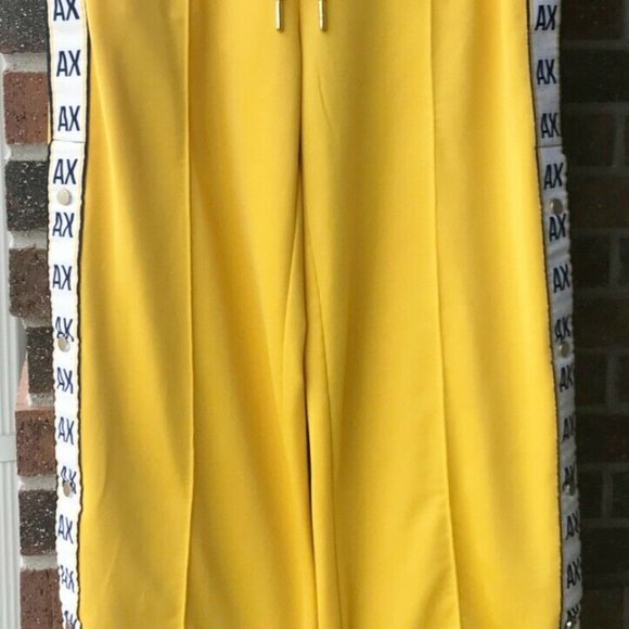 A|X Armani Exchange Women Yellow Wide Leg with Stripes track pants - Picture 4 of 4